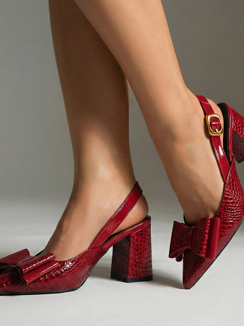 AGNĖ – Krokodilinės tekstūros slingback kulniukas